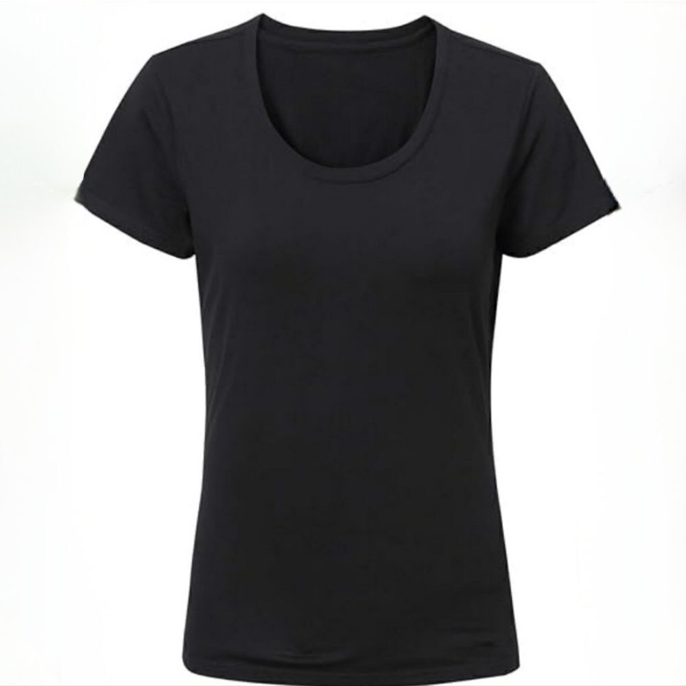 Escalier Women's Black Scoop-neck Short Sleeve Tee